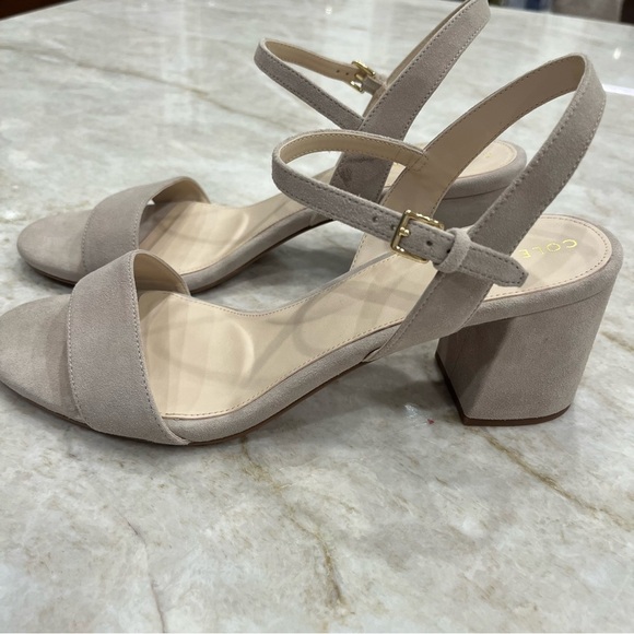 Cole Haan Josie Block Heel‎ Sandals | Mortar Suede | Size 11 - Picture 4 of 10